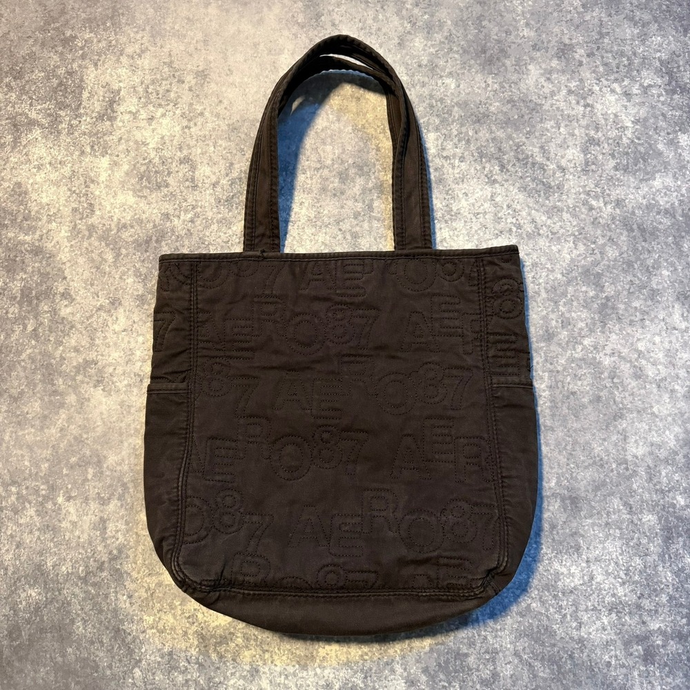 Y2K‎ Aeropostale Black Quilted Tote Bag All Over Logo Print